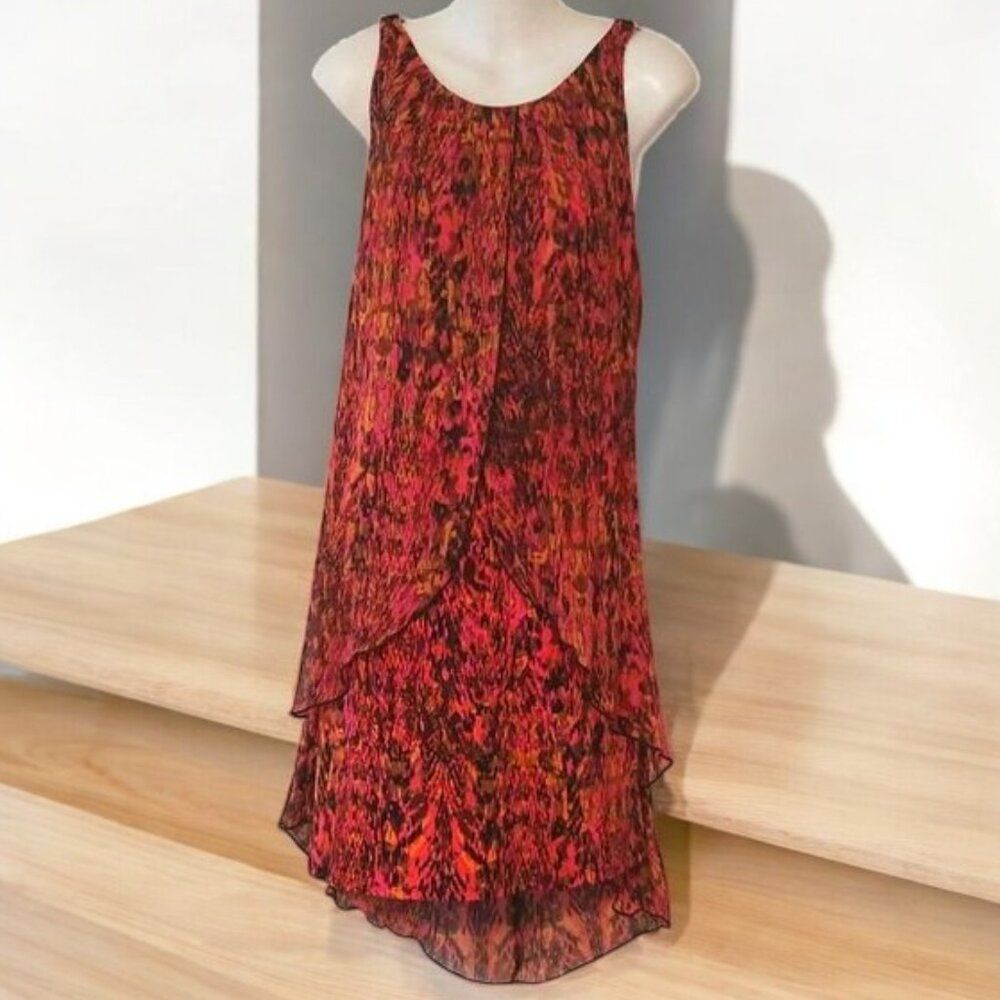 MSK Ruffle Layered Pollock Art Deco Dress Size 10 Gorgeous